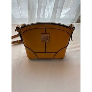 Dooney & Bourke Mustard Yellow Leather Dome Crossbody Bag Silver Hardware